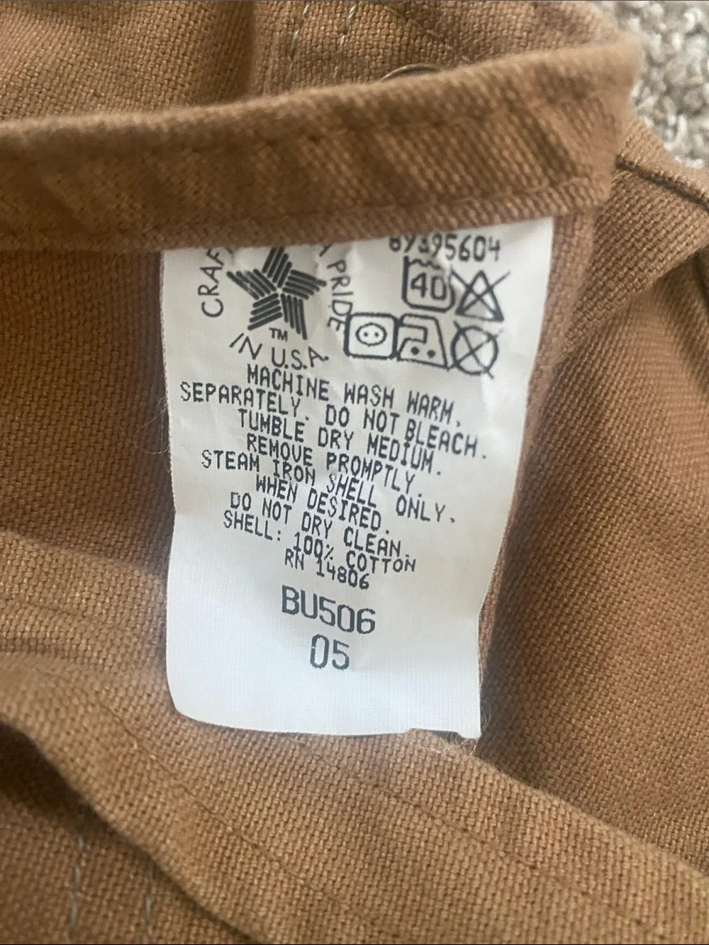 Carhartt NEW vintage, classic brown duck double-knee unlined bib overall size 5